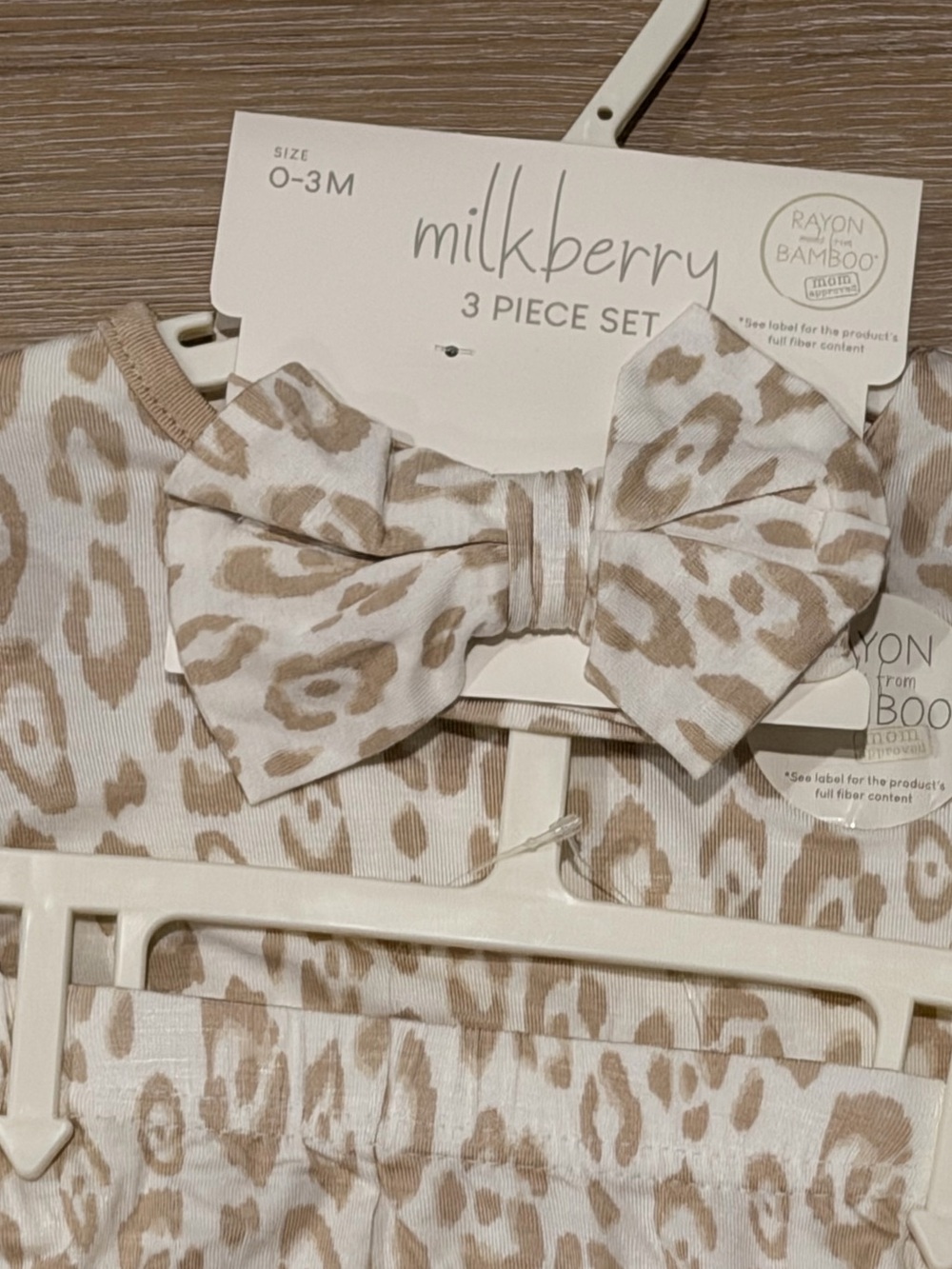 Milkberry Baby Leopard Print Headband & Apparel Set - size 0-3 months